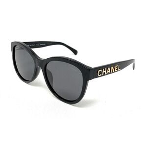 CHANEL Women's POLARIZED Sunglasses CH5458A 622/T8 Black Gold Grey 55mm